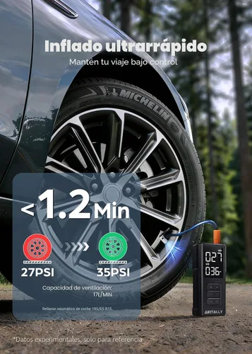Vista 4 de Compresor de aire portátil para inflado de neumáticos, inflado rápido de 150 PSI, bomba de aire portátil para neumáticos