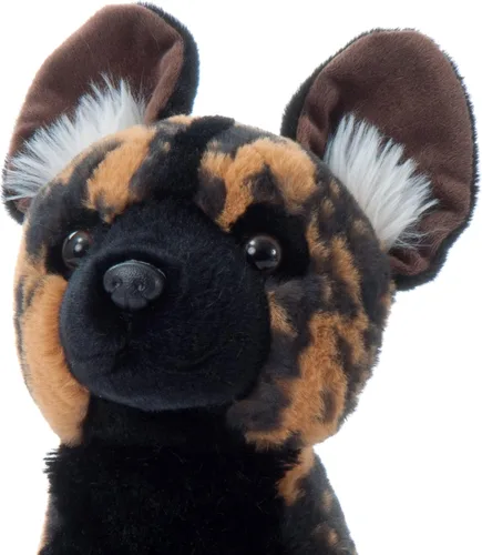 Vista 7 de The Petting Zoo Peluche de perro salvaje africano, regalos para niños, animales salvajes del zoológico Onez, juguete de peluche africano de 12