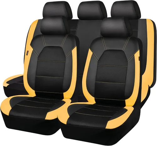 Vista 13 de CAR PASS Fundas de cuero para asientos delanteros solamente, con fundas de asiento delantero de malla de aire, transpirables, fundas de asiento