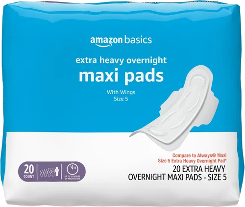 Vista 8 de Amazon Basics Almohadillas largas gruesas con alas para períodos, absorción regular, sin perfume, tamaño 1, 36 unidades (anteriormente Solimo)