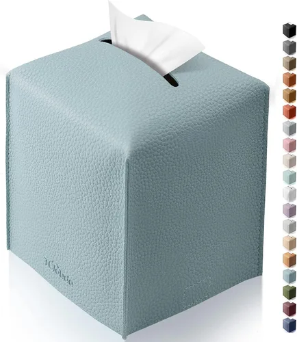 Vista 14 de Funda cuadrada para caja de pañuelos de piel sintética moderna para decoración creativa, paquete de 2, ideal para baños, oficina, coche, mesita