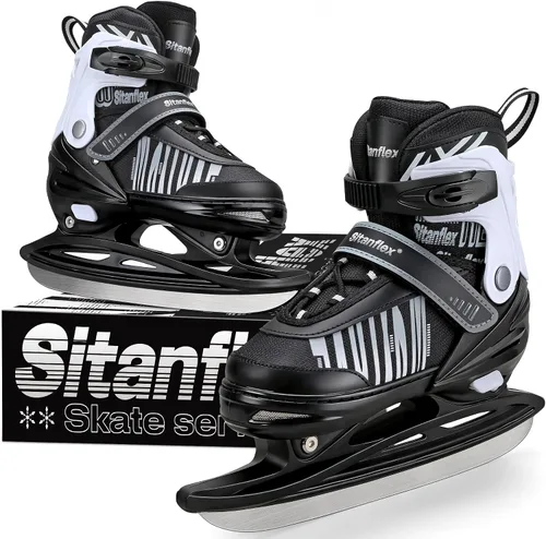 Vista 11 de Patines de hielo ajustables para niños y niñas, patines de hockey sobre hielo para principiantes de 4 a 12 años, zapatos de patinaje sobre hielo