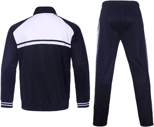 Vista 2 de Conjunto deportivo de 2 piezas para hombre, casual para hombres altos y grandes, conjunto de traje deportivo a rayas laterales