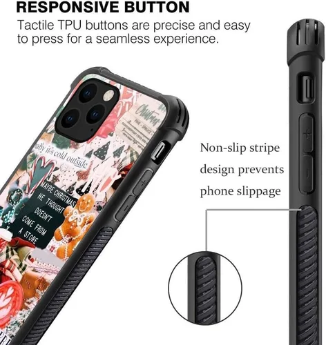 Vista 3 de DJSOK Funda compatible con iPhone 13 Pro Max, Winter Collage Christmas377 con 4 esquinas, protección a prueba de golpes, silicona suave TPU