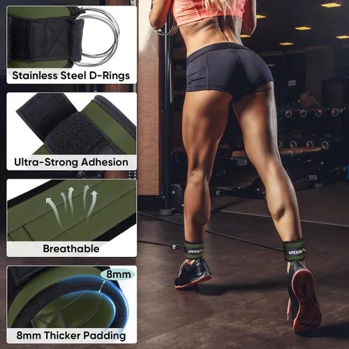 Vista 3 de APEXUP Correa de tobillo para máquina de cable, bandas de resistencia de tobillo, correas de tobillo de patada hacia atrás con cable para gimnasio