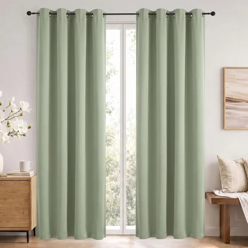 Vista 65 de Simplebrand Cortinas blancas puras de 96 pulgadas de largo para oscurecer la habitación, juego de 2 paneles para dormitorio/sala de estar, bloqueo
