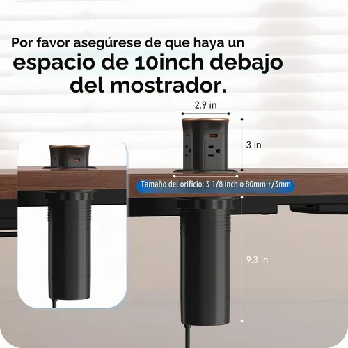 Vista 6 de ANNQUAN Receptáculo motorizado de encimera desplegable con cargador inalámbrico de 15 W, entrega de potencia máxima de 20 W, salida automática