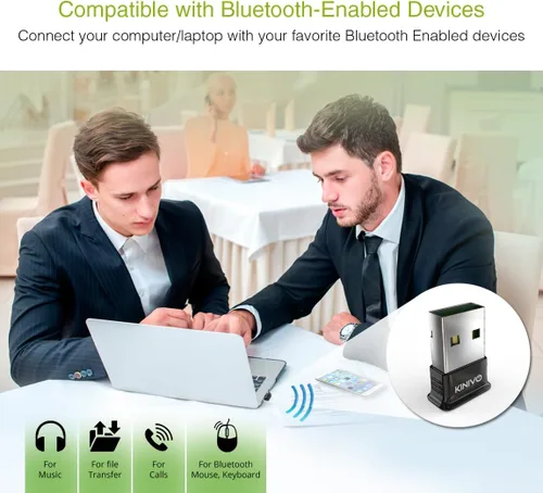 Vista 2 de Adaptador USB Bluetooth Kinivo para PC BTD400 (dongle receptor Bluetooth 4.0, baja energía) - Compatible con Windows 11/10/8.1/8, Raspberry Pi