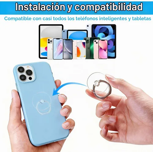 Vista 6 de VOVIGGOL Soporte transparente para anillo de teléfono, 2 piezas, rotación de 360°, soporte de anillo para teléfono celular, soporte de dedo móvil