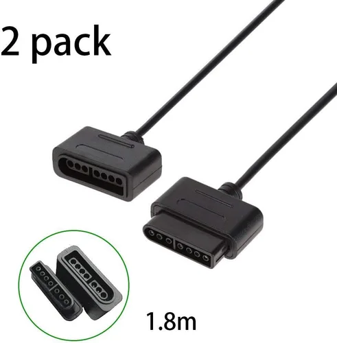 Vista 2 de 2unidades 6ft18m SNES Controller Extension Cable for Retro-Bit Super Nintendo SNES Controller