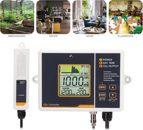Vista 6 de Controlador de CO2 con sensor de CO2 NDIR con cable, controlador de dióxido de carbono enchufable, el monitor de CO2 puede adaptarse con regulador