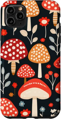 Vista 11 de Funda con estampado de hongos estéticos para iPhone 15 con diseño de hongos retro adorable