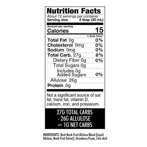 Vista 2 de Wholesome Yum Zero Sugar Real Strawberry Syrup, Monk Fruit & Allulose