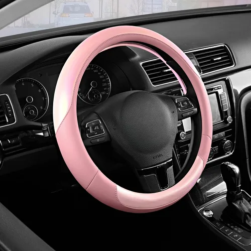 Vista 10 de Road Comforts Funda para Volante – Funda para Volante de Cuero Transpirable, Agarre Antideslizante, Ajuste Universal de 14.5" a 15", Resistente al