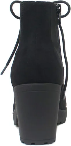 Vista 5 de Soda Botines de combate con suela de segunda lengüeta tacón grueso cordones con cremallera lateral