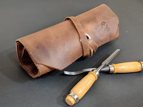 Vista 5 de Bolsa de almacenamiento de rollo de cuchillo de cuero con bolsa enrollable para herramientas, rollo de estuche para cuchillos de chef para viajes