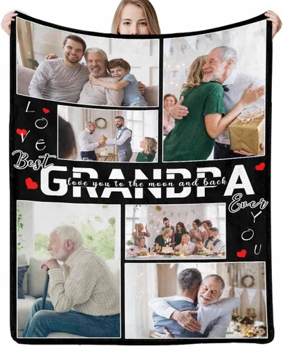 Vista 35 de Artsadd Manta personalizada con foto, mantas personalizadas para papá y abuelo, regalos del Día del Padre, manta conmemorativa para la familia