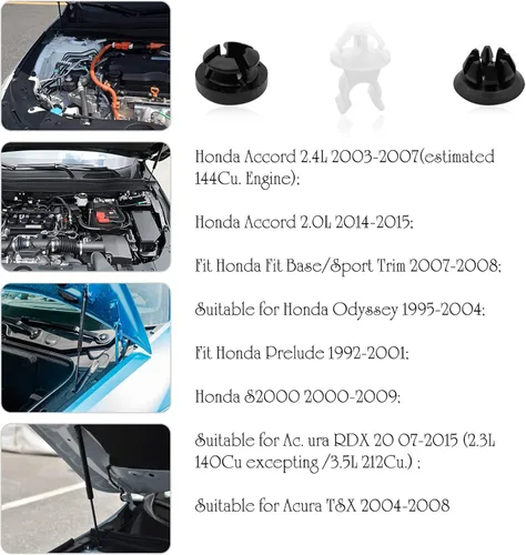 Vista 5 de 30 PCS Soporte para Varilla del Capó, Clips de Varilla de Apoyo, Clips de Ojal para la Mayoría de Automóviles, Negro y Blanco
