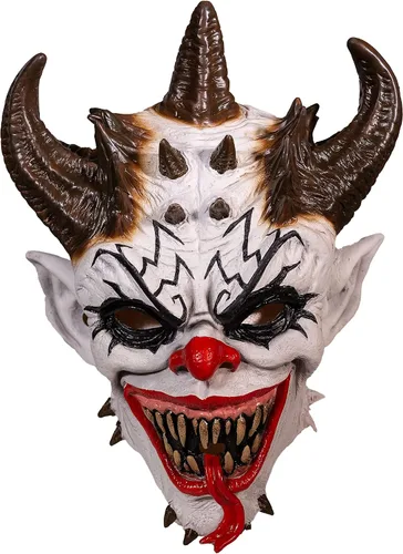 Vista 2 de Deja Boo Máscara de payaso aterrador, diseño único de máscara espeluznante de Halloween, disfraces faciales realistas de primera calidad