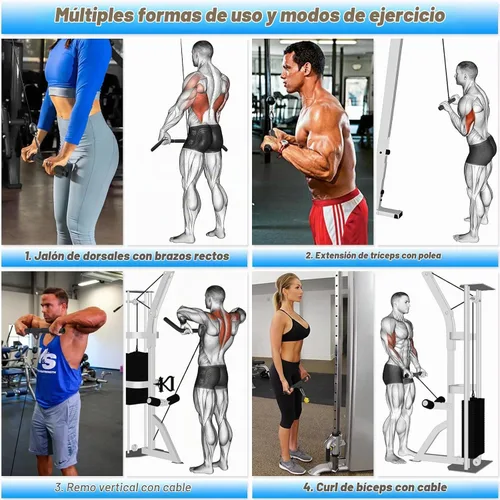 Vista 6 de Fitness Cable Pulley System, Gym LAT and Lift Pulldown Machine Attachments, Home Workouts Equipments for Biceps Triceps Shoulder Arm Curl Forearm