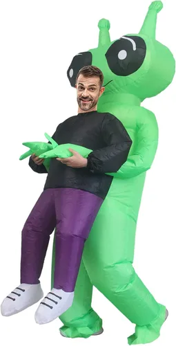 Vista 4 de Disfraz inflable de alienígena para adulto, divertido disfraz de alienígena, disfraces inflables de Halloween de Navidad para hombres y mujeres