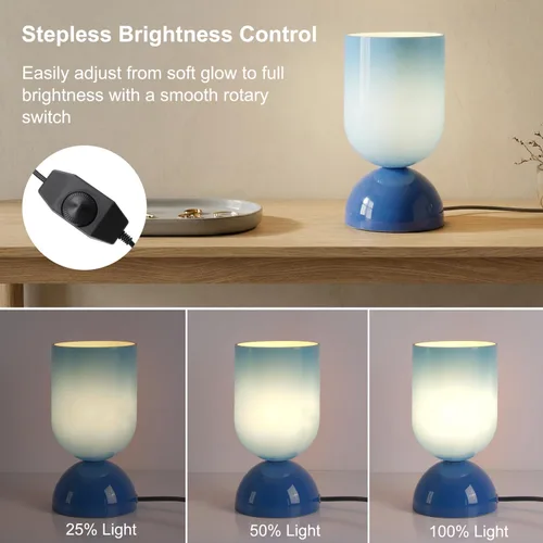 Vista 5 de Lámpara de mesa de cristal moderna de 8.9 pulgadas para sala de estar, lámparas de escritorio regulables para dormitorio, lámpara de mesita de noche