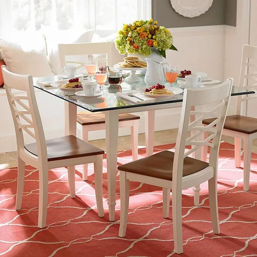 Vista 7 de Tablero de vidrio templado transparente de 10 pulgadas cuadradas con borde biselado de 1/2 pulgada de espesor para mesas de comedor, de café