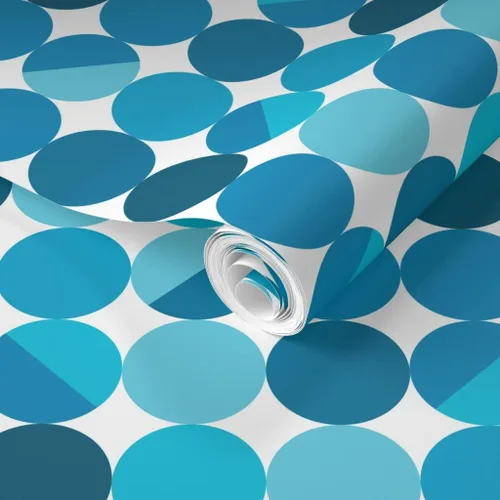 Vista 2 de Spoonflower Blue Moon White Pre-Pasted Removable Wallpaper Sample 12" x 24" Modern Cool Lampshade Water-activated, simple to install and