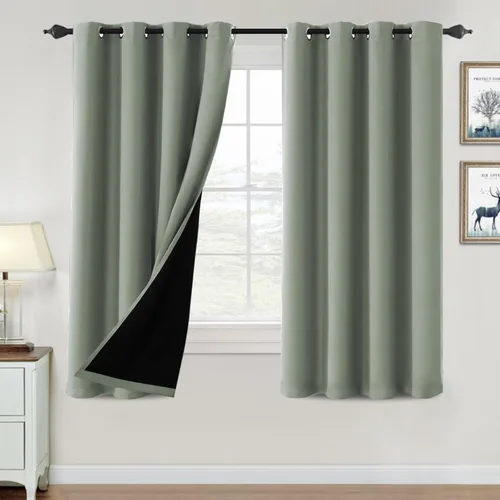 Vista 149 de H.VERSAILTEX Cortinas 100% de opacidad para dormitorio, con aislamiento térmico, cortinas opacas de 63 pulgadas de largo, cortinas de bloqueo