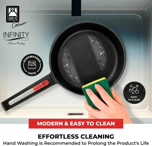 Vista 6 de BRA COOKWARE Infinity - Cacerola antiadherente con tapa de vidrio, olla de 6.3 pulgadas y 1.2 cuartos de galón de profundidad, olla de sopa sin