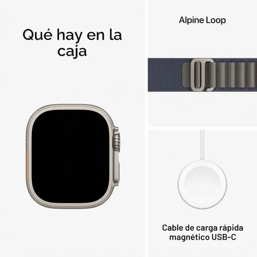 Vista 6 de Apple Watch Ultra 2 [GPS + Celular 49 mm] Reloj inteligente con carcasa de titanio resistente y correa Blue Alpine Loop pequeña. Rastreador