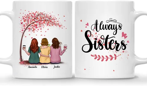Vista 13 de Gossby - Taza de café personalizada para mujer, 2 unidades, con nombres personalizados Taza personalizada para dos mujeres, taza de café