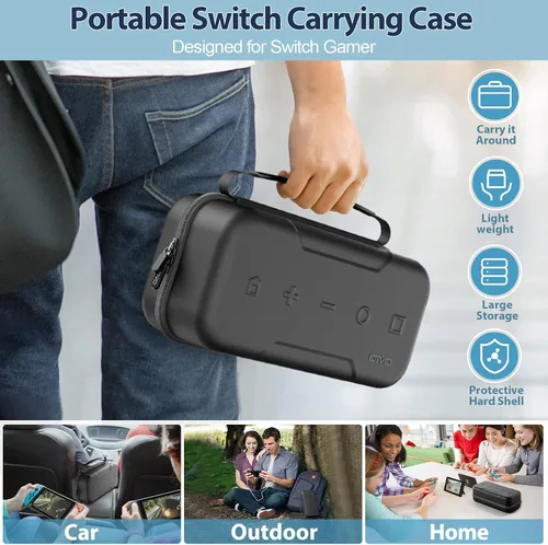 Vista 6 de Switch OLED - Funda de transporte compatible con Nintendo Switchmodelo OLED, funda de transporte portátil para Joy-Con y adaptador, funda protectora