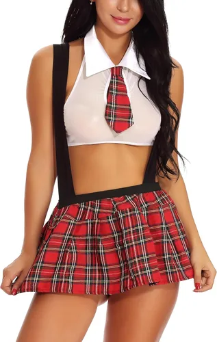 Vista 4 de SFBBCLOZ Women's Sexy Lingerie Set Schoolgirl Lingerie Outfit Costumes Cosplay Lingeries Lace Two Piece Role Playing Outfits