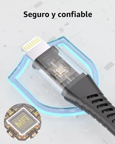 Vista 3 de Cable Lightning en espiral, paquete de 2 cables retráctiles para cargador de iPhone en el coche, cable USB a Lightning de carga rápida, compatible