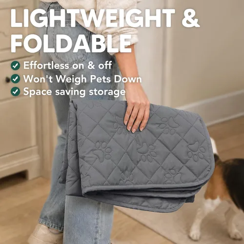 Vista 11 de PAWFINITY Funda de cama impermeable para perros, manta para mascotas lavable para colchón Gris
