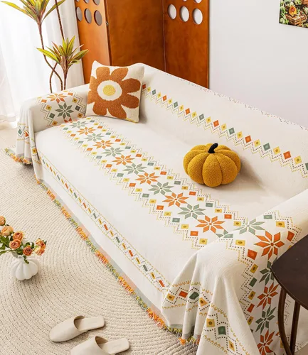 Vista 7 de Funda de Sofá Boho, Funda de Sofá de Chenilla Suave Apta para Mascotas para Perro, Funda Deslizable de Sofá Protector de Muebles Multiusos