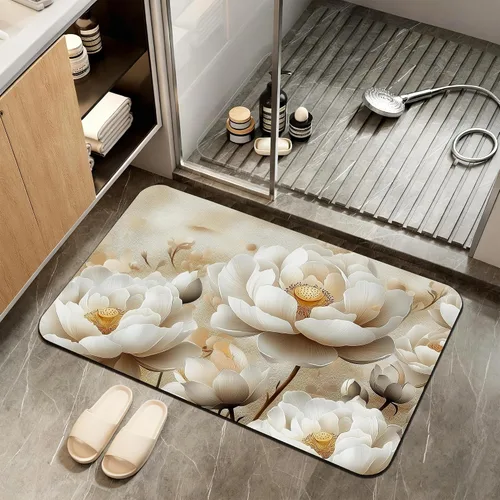 Vista 16 de Tapete de baño antideslizante, decoración de baño con purpurina bendita, tapete de baño plateado de diatomeas de secado rápido, absorbente, alfombra