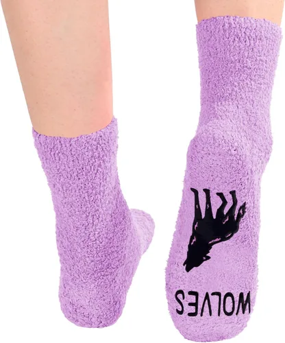 Vista 5 de HAPPYPOP Divertidos regalos de lobo para mujeres y niñas, regalos para ella, calcetines novedosos de lobo divertidos y divertidos calcetines peludos