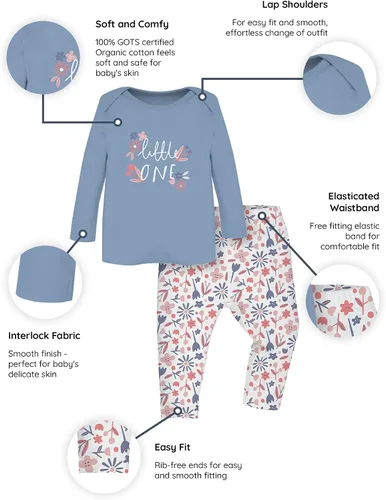 Vista 2 de WINK & BLINk Organic Baby Playwear Sets, 2-Pack Top & Bottom Set, 100% Organic Cotton Baby Clothes