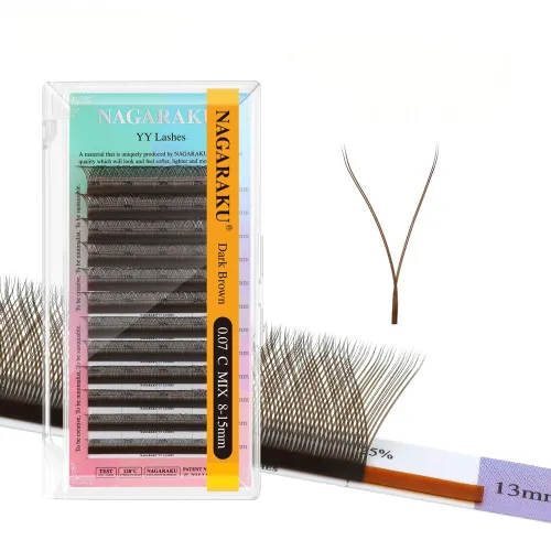 Vista 22 de NAGARAKU YY - Extensiones de pestañas, suministros Y, Lash 4D, Easy Fan, pestañas cruzadas de volumen ruso, pestañas YY, tejidas a mano, malla
