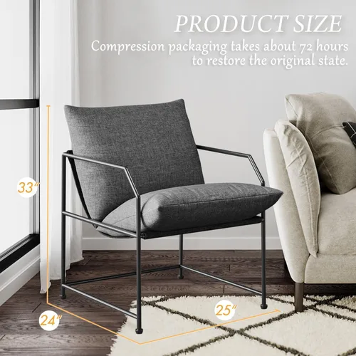 Vista 2 de Silla de acento para sala de estar, sillas cómodas de lectura para dormitorio, silla de salón tapizada, silla de brazo moderna de mediados de siglo
