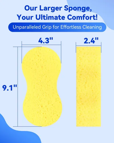 Vista 2 de Temede - Esponjas de lavado de auto, esponjas de limpieza de espuma multiusos grandes, paquete de 3 9.1" x 4.3" x 2.4", Extra Thick Cleaning