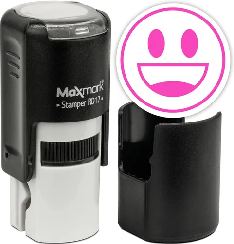 Vista 97 de MaxMark Sello de Emoji Autoentintado Redondo - Enojada - Tinta Negra
