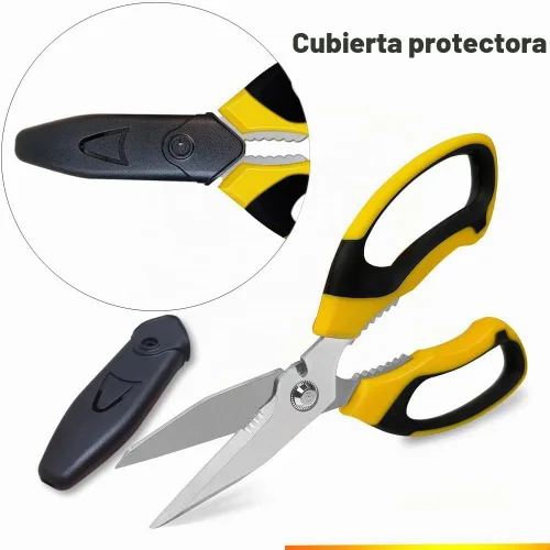 Vista 6 de Tijeras de acero inoxidable ultra afiladas, tijeras resistentes con cubierta protectora, tijeras para alfombras multiusos, cartón de fácil corte Kit