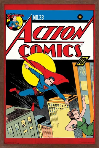 Vista 17 de Trends International DC Comics - Póster de pared de Superman - Action Comics 23, 14.725 x 22.375 pulgadas, versión enmarcada de madera de granero