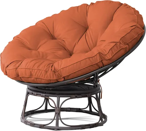 Vista 8 de Joyside Papasan - Silla con cojín y marco, silla Papasan de mimbre de 46 pulgadas, silla de platillo grande, marco marrón con cojín beige