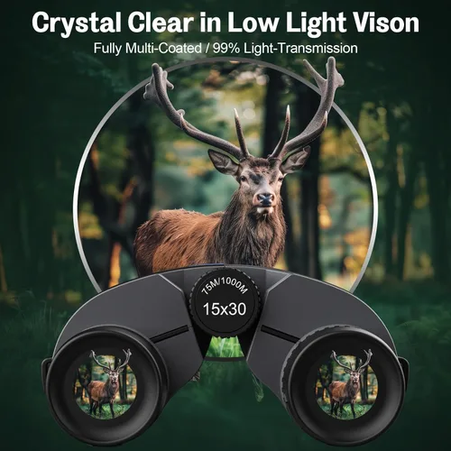 Vista 5 de 15x30 Binoculares compactos para adultos y niños - Occer Binoculares de gran vista de alta potencia para observación de aves - Prismáticos ligeros