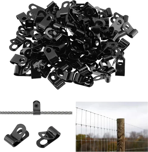 Vista 18 de Antrader Clips de cable tipo R, abrazaderas de cable de 0.12 pulgadas con tornillos, acero inoxidable 304, 100