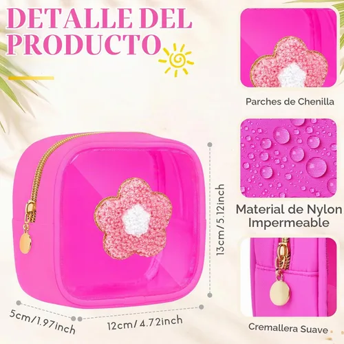 Vista 2 de Sumind Bolsa de maquillaje de parches de preppy a granel, bonita bolsa de regalo, bolsa de nailon para viajes, artículos de aseo cosméticos